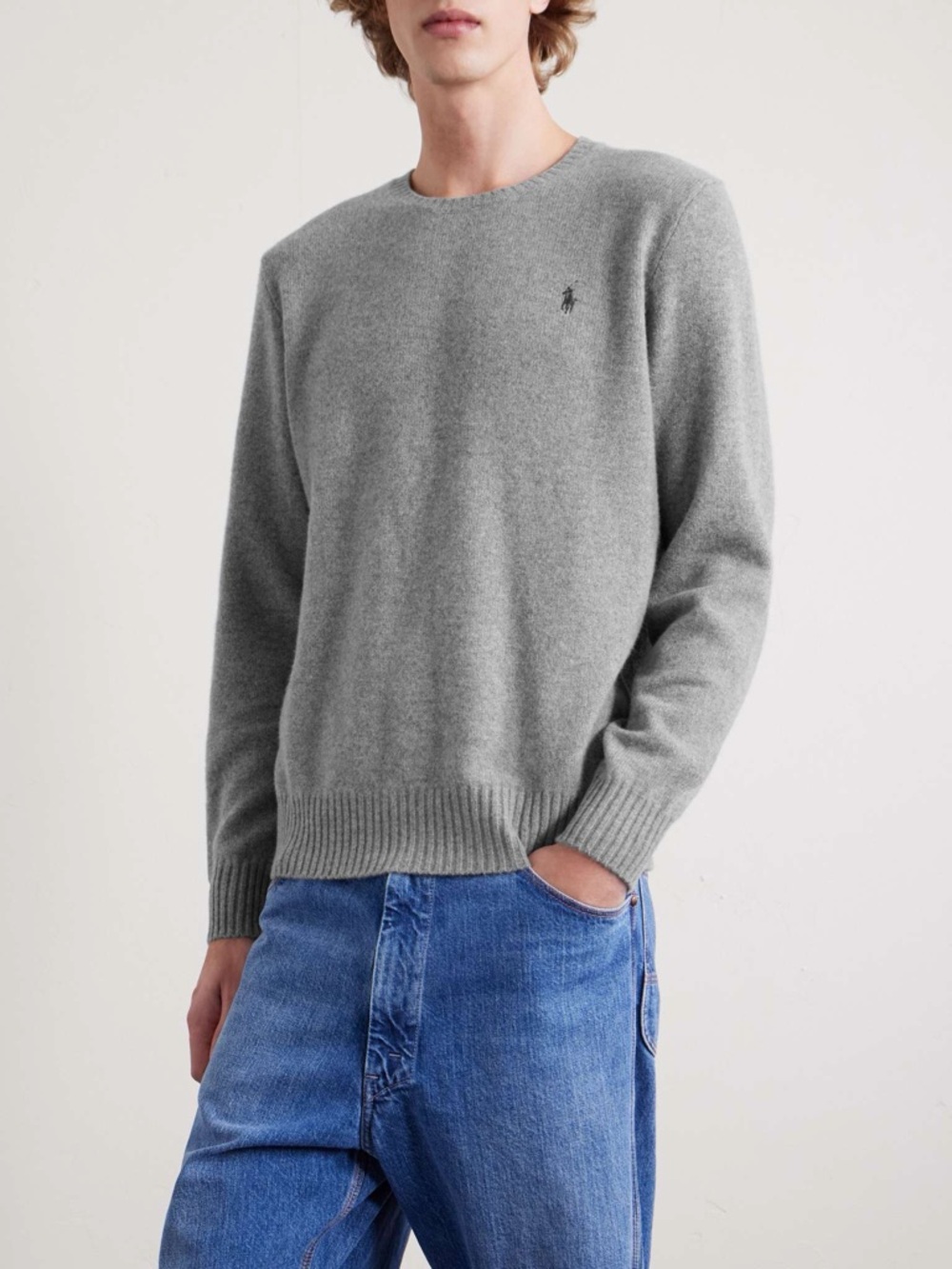 Polo Ralph Lauren Wool Blend Crewneck Pullover Knit Sweater Gray Mens Size XL *o